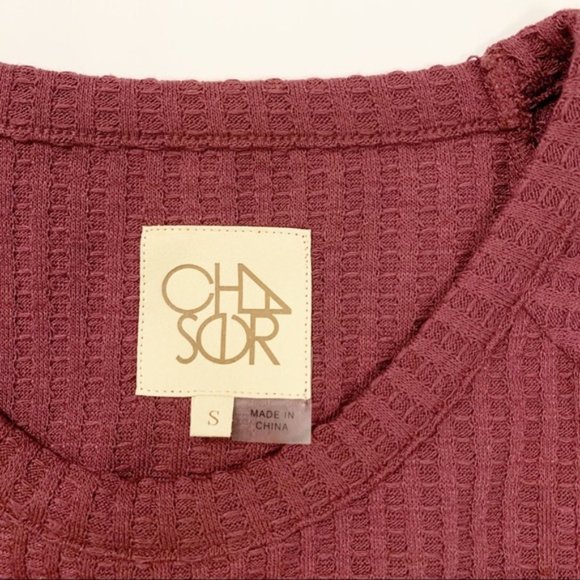 Chaser Waffle Scoop Neck Button Sleeve Thermal Top S - Picture 3 of 6